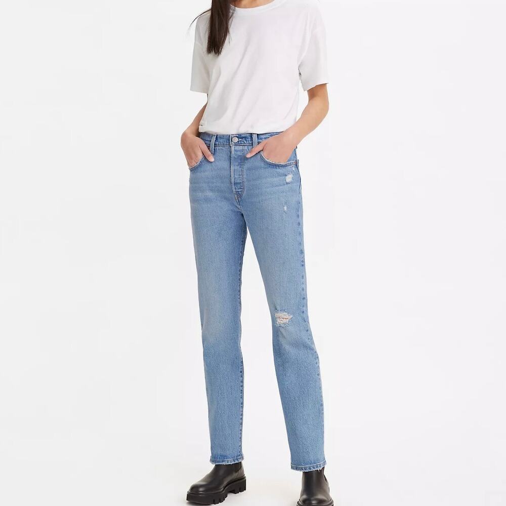 LEVI'S 501 Button Fly Distressed Straight Leg Jeans 27